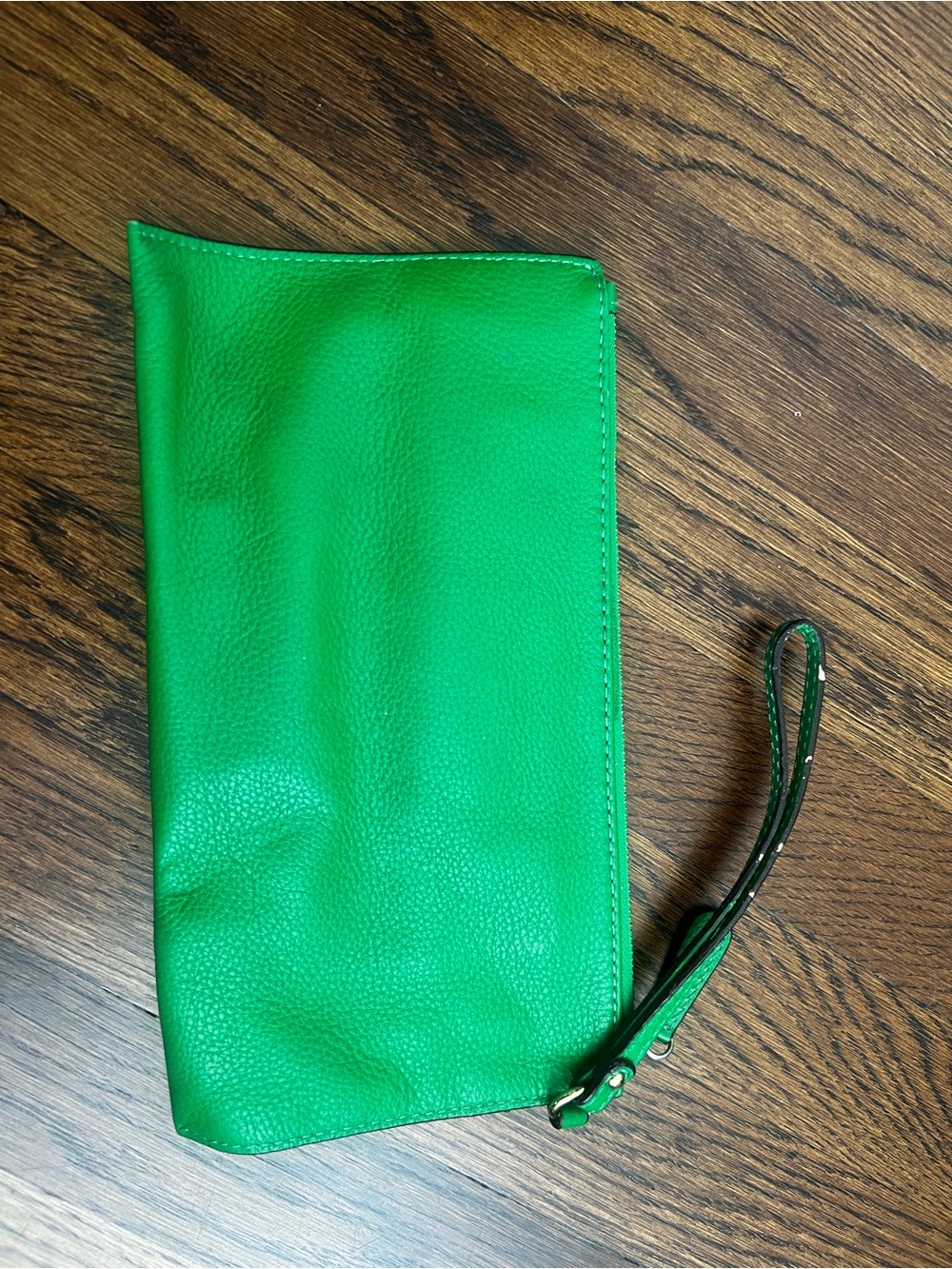 Michael Kors Bright Green Pebbled Leather Wristlet with Gold Logo - Picture 2 of 5
